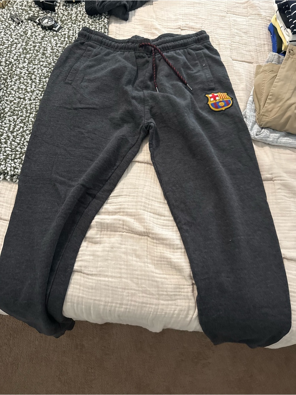 Men's Charcoal Gray FC Barcelona Logo Sweatpants